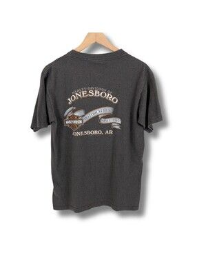 Harley Davidson Shirt Vintage 2001 M Jonesboro Arkansas Gray Bald Eagle Graphic